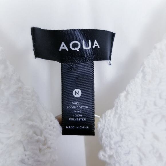 AQUA Crochet Flutter Sleeve Top In Optic White - Size M - Picture 7 of 8